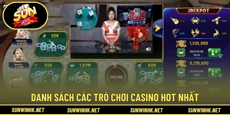 Top 3 trò chơi Casino hot ở cổng game